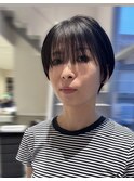 大人可愛いコンパクトショートシースルーバング×こなれウェット