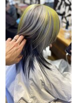桃の木 ヘアー(桃の木 hair)&nbsp;カナリアイエロー×ホワイトシルバー×ネイビールーツ