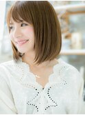 透け感斜めバング♪好感ストレートミディアムレイヤーa