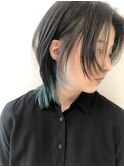 インナーカラー+エメラルドグリーン