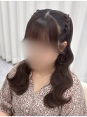 編み込みハーフツイン