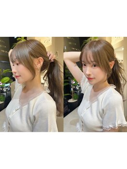 [#似合わせ]【カット+ケアカラー+超音波クイックTR \7900】顔周りの似合わせカットはZinaにお任せ[十条]