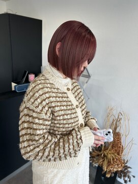 リリ バイ クローバー(lili by CLOVER) ピンクブラウン/ピンクカラー/暖色カラー/切りっぱなしボブ/ボブ