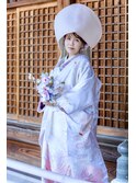 和装　婚礼　綿帽子桃無垢