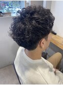 アップバング無造作パーマ