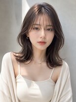 ノア 三宮店(NOA)&nbsp;【NOA】韓国風ミディアムレイヤー×くびれヘアシースルーバング