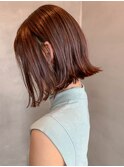 bob(切りっぱなしボブ、オルチャン、前下がり、ピンクブラウン)