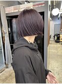 切りっぱなしボブ/ミニボブ/ラベンダーグレージュカラー