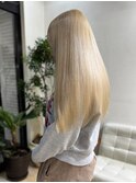 ハイトーンブロンドベージュミディアムロング10代20代30代