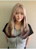 裾カラー*おしゃれ赤茶*ホワイトベージュ*レイヤー*山本優舞