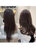 ショコラグレージュ&レイヤーカット《福岡透明感カラー》