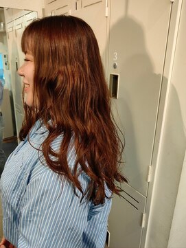 ラフパーマスタイル　チェリーブラウン