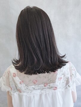 ムウ 難波(MOU) 切りっぱなしボブ毛先パーマことりベージュウォーターフォール