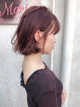 マリアバイアフロート(Maria by AFLOAT) 大人気の前下がりミニボブ 大人可愛いベリーピンクカラー