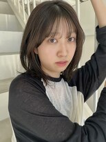 グリーン(green)&nbsp;ブリーチなしオリーブグレージュ　シースルーバング　bymisaki