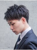 ビジネス束感ショートアップバングツーブロック