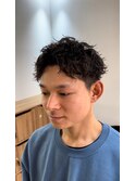 スパイキーショートショートパーマツーブロックメンズパーマ