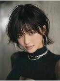 ☆ホワイトグレージュミニウルフデジタルパーマチェリーブラウン
