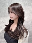 【髪質改善】韓国ロングレイヤーマロンブラウンカラー
