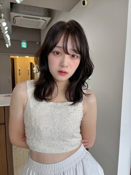 ボタン ハカタ(VOTAN hakata) ミディアムレイヤー/韓国ヘア/顔周りカット/グレージュカラー