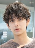 シャドウパーマッシュセンターパートフェザーパーマ