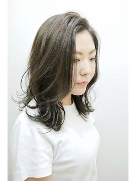 アグランテトラ 野田阪神店(a Gland tetra) 大人かわいい外ハネダークグレージュミディ☆ツヤ感☆20代30代