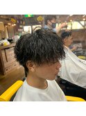 MEN’S HAIRハイライトマッシュパーマ〈理容室〉東浦和メンズ