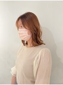外ハネレイヤー ミディアムレイヤー オレンジベージュ