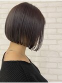 暗髪透明感前下がり切りっぱなしボブアッシュグレー西新井