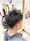 メンズツーブロックショートツイストパーマ