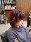 【山本智文】デザインパーマボブピンクベージュ