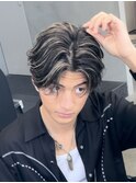 渋谷メンズハイライトカラーメッシュカラーフェザーショート