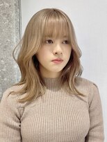 サンク 原宿 表参道(cinq)&nbsp;ミディアムレイヤーカット長めボブハイブリーチハイトーンカラー