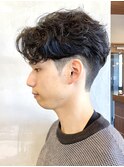 センターパートフェザーパーマニュアンスパーマスパイラル調布