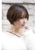 大人可愛い20代30代40代黒髪前下がりショートボブ丸みショート◎