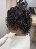 ハイライトグランジサーフカール無造作マッシュガイルヘア眉毛