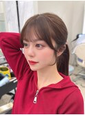 薄め顔まわり前髪サイドバングポニーテール顔周り銀座顔まわり