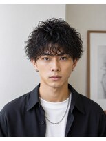 MEN's Baguz MEN'Sカット/ MEN'Sパーマ/ MEN'Sカラー 黒髪マッシュ強めウェーブ無造作束感パーマ