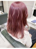 カット＋ピンクボルドーブリーチ透明感カラーha419