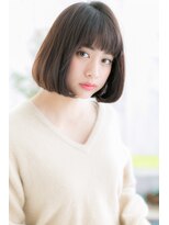 ミック ヘアアンドメイク アップ 駒込店(miq Hair&Make up) ノームコアな黒髪&厚めバング小顔前下がりボブb1