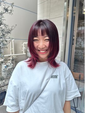 バイエイト 今池(By eight) ウルフカット×グラデーションレッドカラー