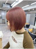 ボブ×ピンクオレンジカラー◎Yamamoto