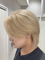 メレ 仙台(Mele)&nbsp;メンズセンターパート/ホワイトブロンド/ブリーチカラー