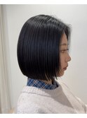 ハンサムショート前下がりボブ切りっぱなしボブニュアンスパーマ