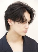 センターパートフェザーパーマシャドウパーマメンズパーマ