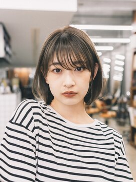 ガーデンヨコハマエスト(GARDEN YOKOHAMA est) ボブ　外ハネボブ　くびれヘア　切りっぱなしボブ　暗めカラー