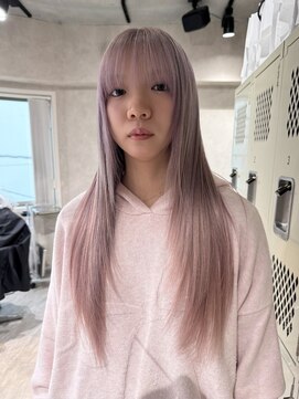 ハイプ(HYPE) ブリーチ＆ダブルカラーロングレイヤーホワイトピンクラベンダー