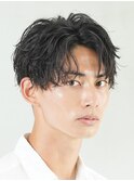 渋谷メンズパーマルーズパーマシャドウパーマセンターパート緩め