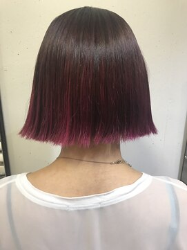 ビビト(bibito) bibito お客様 ピンクの切りっぱなしボブ&グラハイライト
