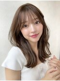 韓国くびれヘア/ミディアムヘア/ロングヘア/ココアベージュ